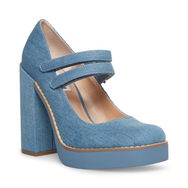 Steve Madden Twice Denim Fabric Heel Topuklu Ayakkabı Kadın Mavi | SM-132CP