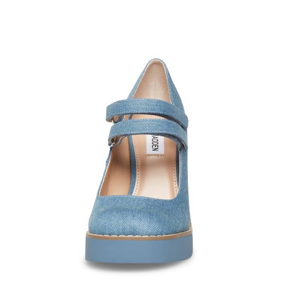 Steve Madden Twice Denim Fabric Heel Topuklu Ayakkabı Kadın Mavi | SM-132CP