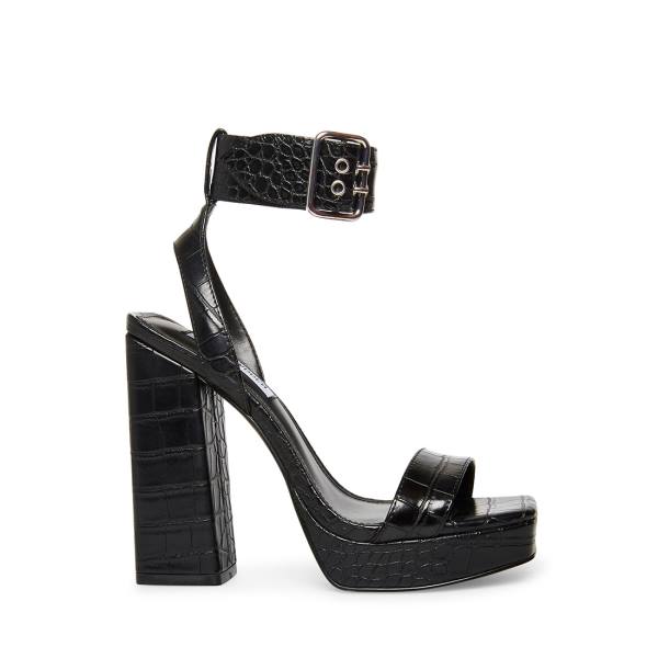 Steve Madden Waverley Crocodile Heel Topuklu Ayakkabı Kadın Siyah | SM-369LZ