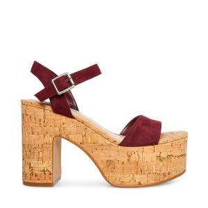 Steve Madden Amarissa Burgundy Süet Heel Topuklu Ayakkabı Kadın Bordo | SM-102QZ