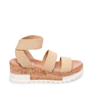 Steve Madden Bandi Natural Raffia Sandalet Kadın Bej Rengi | SM-480ZH