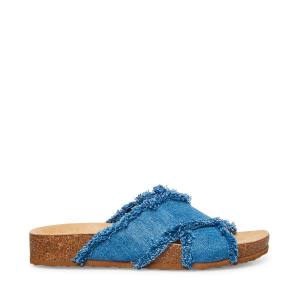 Steve Madden Devyn Denim Fabric Sandalet Kadın Mavi | SM-568GB