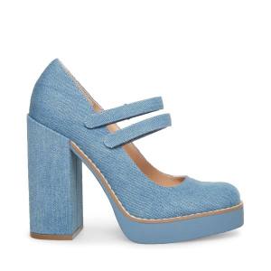 Steve Madden Twice Denim Fabric Heel Topuklu Ayakkabı Kadın Mavi | SM-132CP